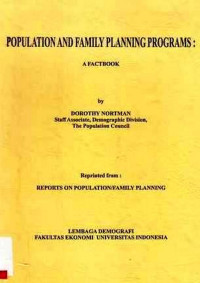 Population and Family Planning Program  a Factbook