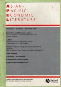 Asian Pacific Economic Literature Volume 20 Number 2 November 2006